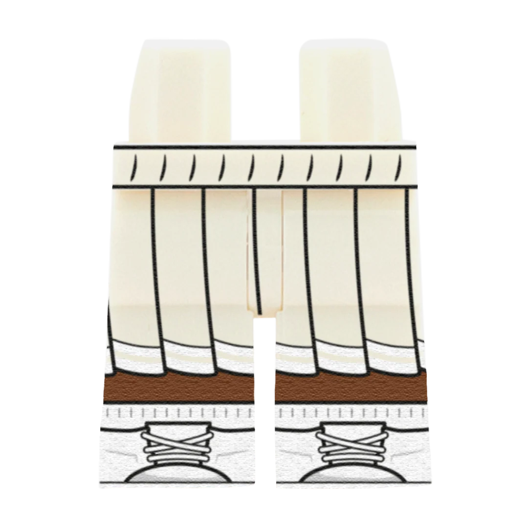 White Cheerleader Skirt (Various Skin Tones) - Printed Minifigure Legs - Image 5
