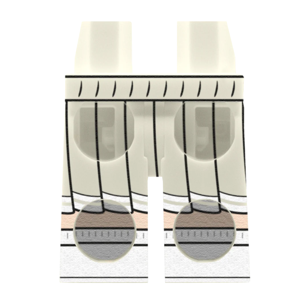 White Cheerleader Skirt (Various Skin Tones) - Printed Minifigure Legs - Image 7