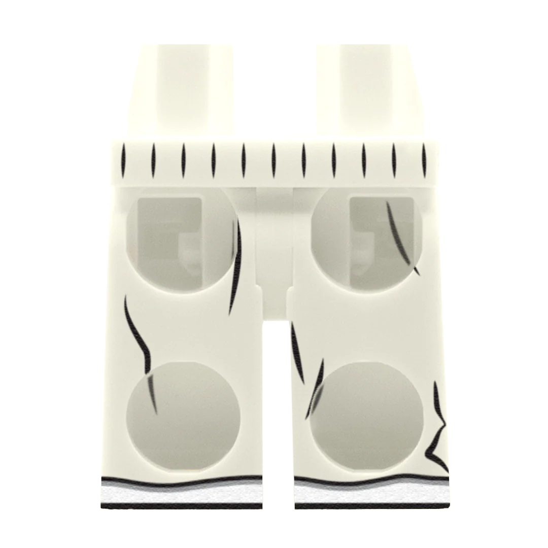 White Joggers With Popper Sides - Custom Printed Minifigure Legs - Image 2