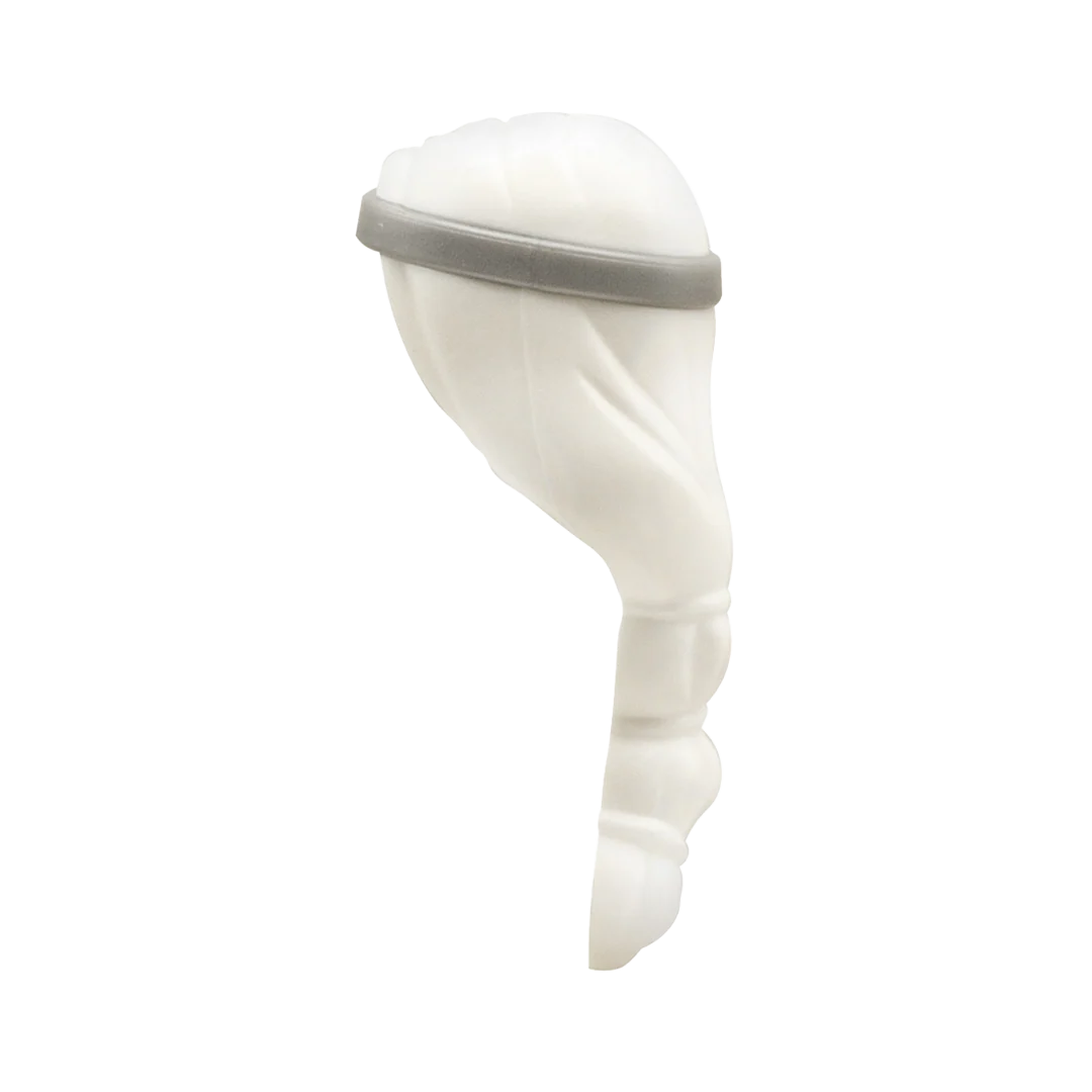 White Long Bubble Ponytail with Band - LEGO Minifigure Hair - Image 3