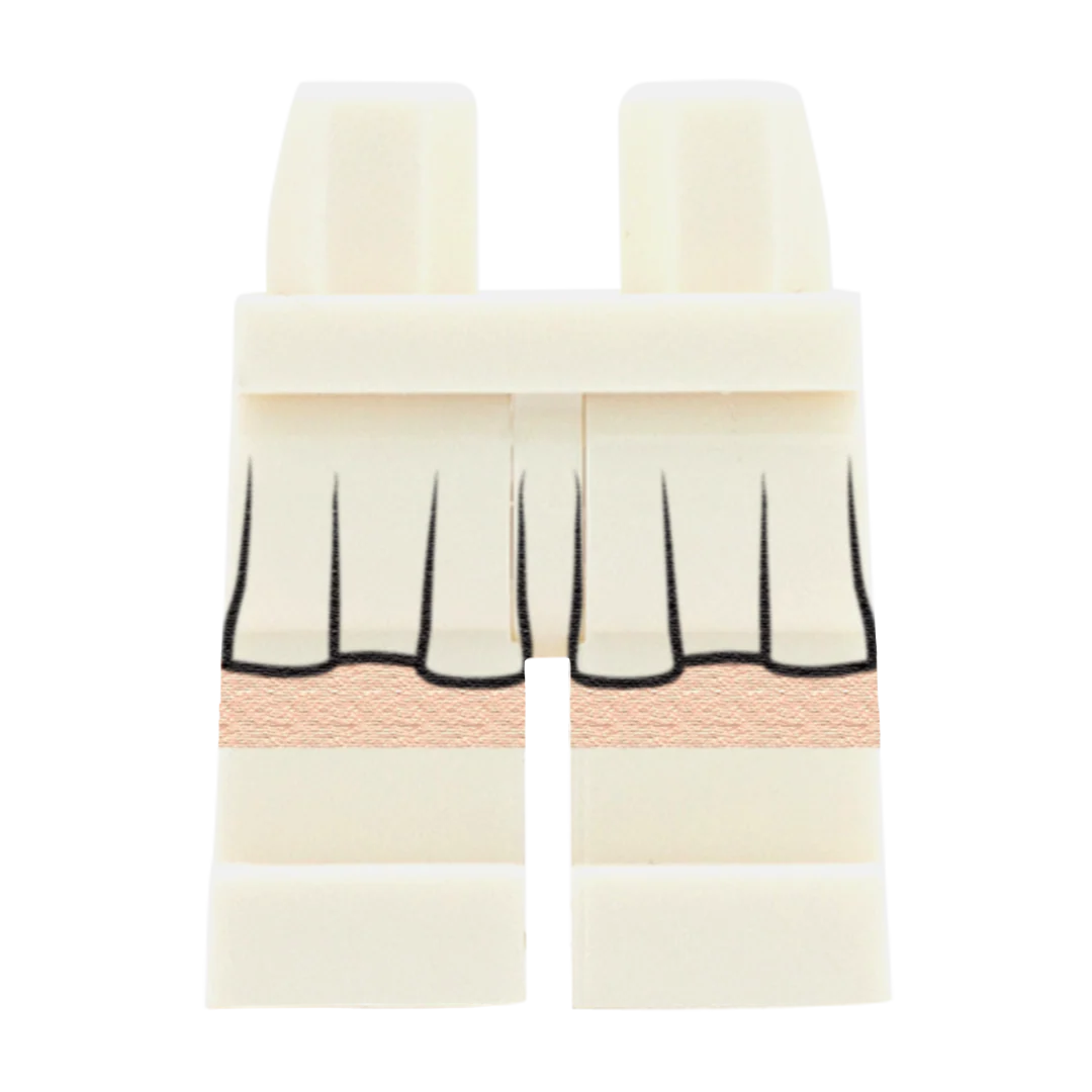 White Skirt and White Shoes (Various Skin Tones) - Printed Minifigure Legs - Image 2