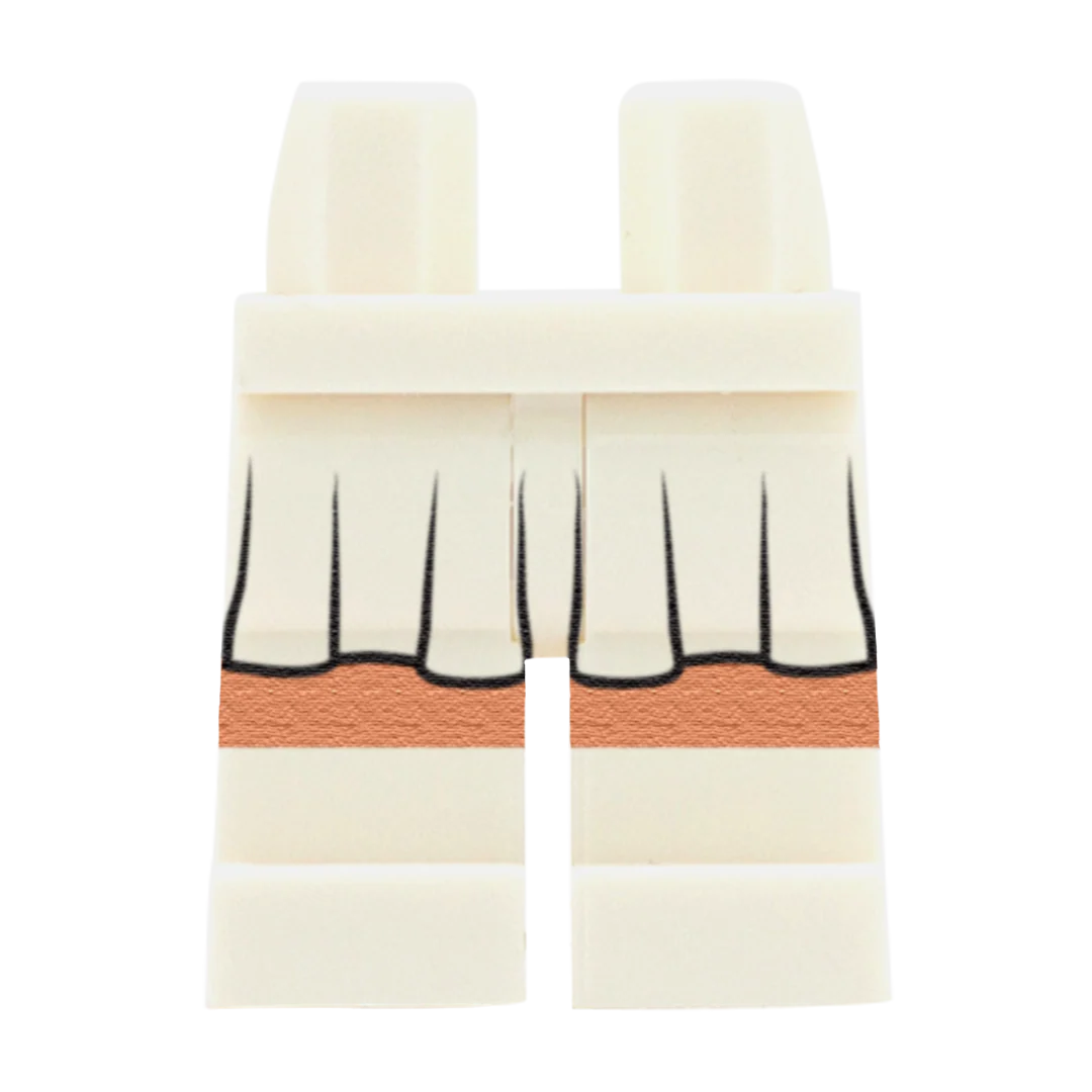 White Skirt and White Shoes (Various Skin Tones) - Printed Minifigure Legs - Image 3