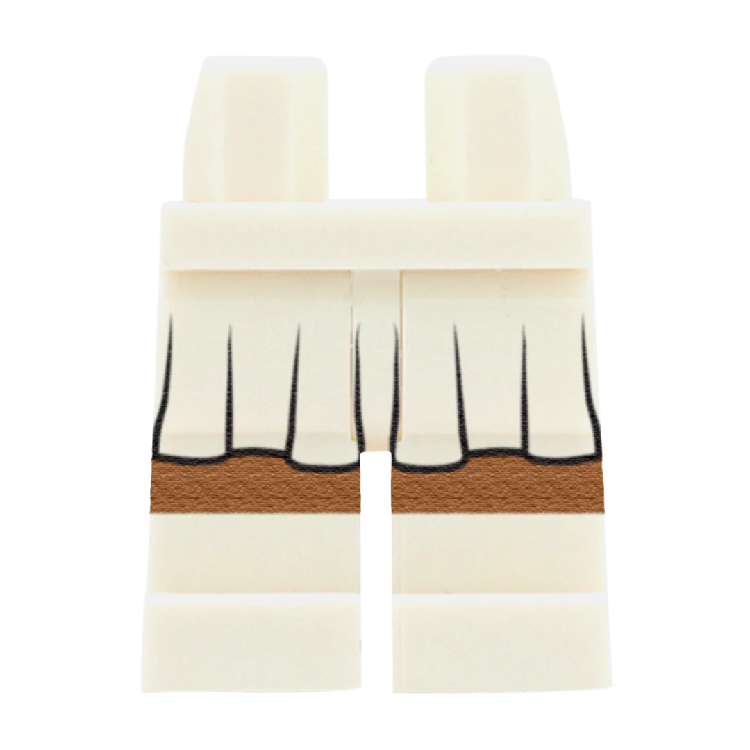 White Skirt and White Shoes (Various Skin Tones) - Printed Minifigure Legs - Image 4