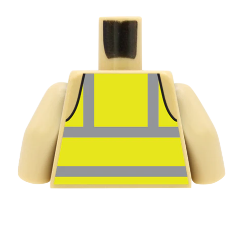 Yellow Hi Vis Vest over Top - Custom Design Minifigure Torso - Image 57