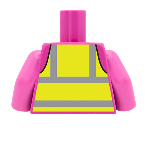 Yellow Hi Vis Vest over Top - Custom Design Minifigure Torso - Image 62