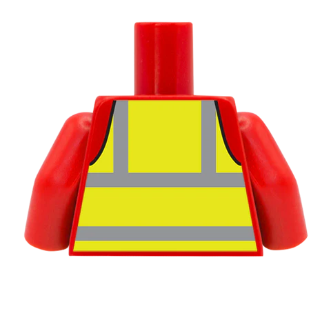 Yellow Hi Vis Vest over Top - Custom Design Minifigure Torso - Image 64