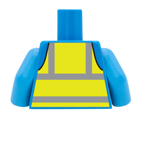 Yellow Hi Vis Vest over Top - Custom Design Minifigure Torso - Image 66